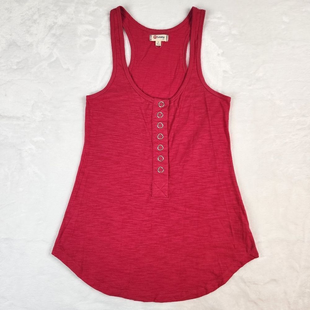3/$25 Olsenboye Pink Large Metal Button Up Sleeveless Tank Top Sz M